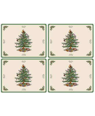 Spode - Table Linens, Set of 4 Christmas Tree Placemats Cork Back
