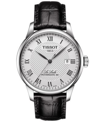 Tissot - Men's Swiss Automatic T-Classic Le Locle Powermatic 80 Black Leather Strap Watch 39.3mm