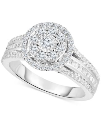 Macy's - Diamond Halo Cluster Engagement Ring (1 ct. t.w.) in 10k White Gold