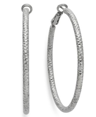 I.N.C. International Concepts - Medium Textured Hoop Earrings, 2"