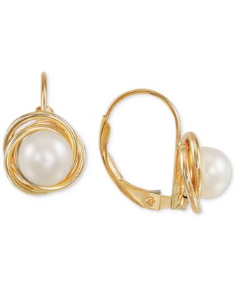 Macy's - Cultured Freshwater Pearl (6mm) Leverback Earrings in 10k Gold