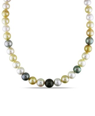 Macy's - Multi-Color South Sea and Tahitian Pearl (9-11mm) 18" Strand Necklace Set in 14k Gold