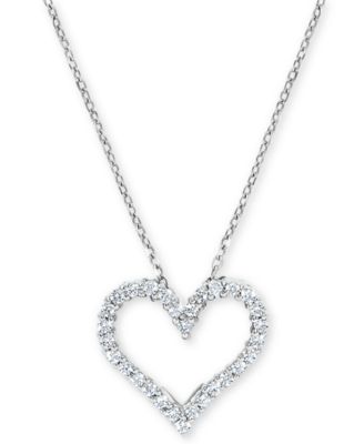 Macy's - Diamond Heart Pendant Necklace (1/4 ct. t.w.) in 14k White Gold