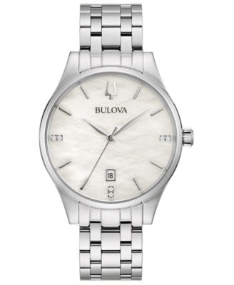 Bulova - Women's Classic Diamond-Accent Stainless Steel Bracelet Watch 36mm