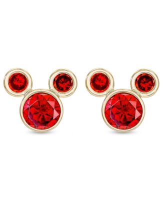 Disney - Children's Cubic Zirconia Birthstone Mickey Mouse Stud Earrings in 14k Gold