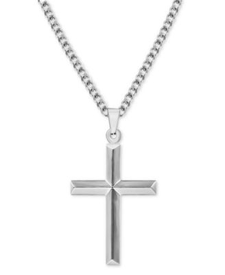Blackjack - Men's Cross 24" Pendant Necklace in Stainless Steel