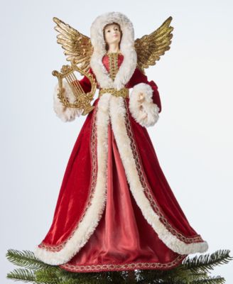 Holiday Lane - Evergreen Dreams 18"H Angel with Red Coat