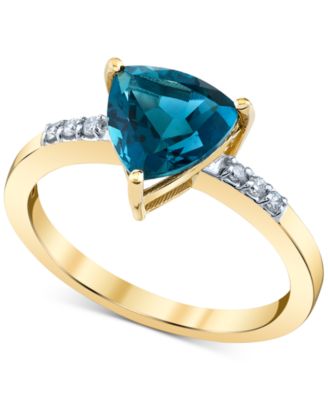 Macy's - Blue Topaz (2 ct. t.w.) & Diamond (1/20 ct. t.w.) Trillion Ring in 10k Gold