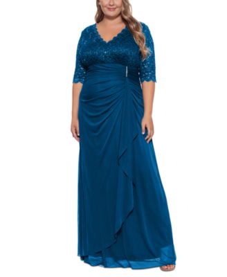 B&A By Betsy and Adam - Plus Size V-Neck Gown