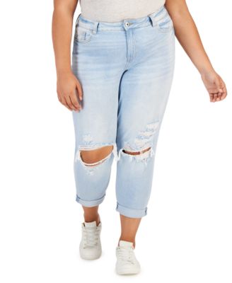 Celebrity Pink - Trendy Plus Size Distressed Girlfriend Jeans