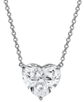 Badgley Mischka - Certified Lab Grown Diamond Heart-Cut Solitaire 18" Pendant Necklace (3 ct. t.w.) in 14k Gold