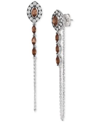 Le Vian - Chocolatier Chocolate Quartz (5/8 ct. t.w.) & Chocolate Diamonds (3/8 ct. t.w.) Linear Drop Earrings in 14k White Gold