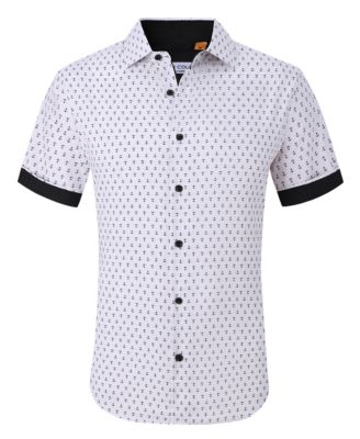 Suslo Couture - Men's Slim-Fit Geo-Print Performance Shirt