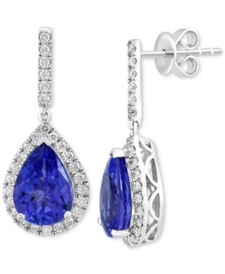 EFFY Collection - Tanzanite (3-1/2 ct. t.w.) & Diamond (3/8 ct. t.w.) Pear Drop Earrings in 14k White Gold