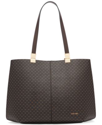 Calvin Klein - Granite Medium Monogram Faux Leather Tote