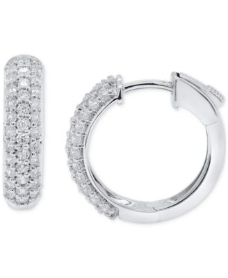 Forever Grown Diamonds - Lab Grown Diamond Pav&eacute; Small Hoop Earrings (1 ct. t.w.) in Sterling Silver