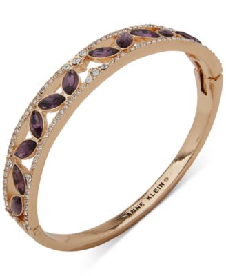 Anne Klein - Women's Boxed Gold-Tone Crystal Hinge Bangle Bracelet