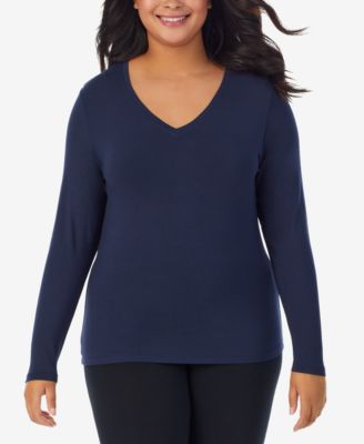 Cuddl Duds - Plus Size Softwear Long-Sleeve V-Neck Top