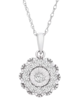 Wrapped in Love - Diamond Flower Pendant Necklace (1/2 ct. tw) in 14k White Gold, 18" + 2" extender