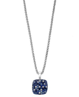 EFFY Collection - Multi-Sapphire Ombr&eacute; Cluster 18" Pendant Necklace (3-1/3 ct. t.w.) in Sterling Silver