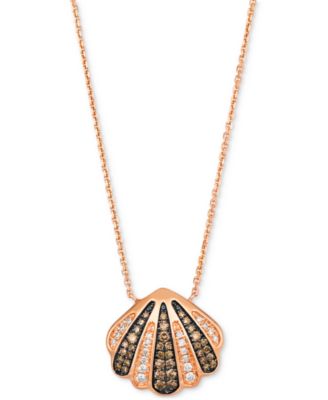 Le Vian - Chocolate Diamond & Nude Diamond Shell 19" Adjustable Pendant Necklace (5/8 ct. t.w.) in 14k Rose Gold