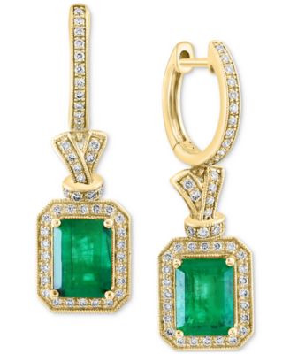 EFFY Collection - Emerald (2-7/8 ct. t.w.) and Diamond (1/2 ct. t.w.) Earrings in 14k Gold