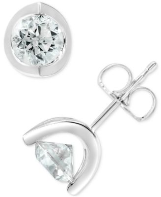 Macy's - Diamond Tension Mount Stud Earrings (1-1/2 ct. t.w.) in 14k Gold