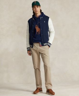 Polo Ralph Lauren - Men's Fleece Baseball Jacket, Leather-Big Pony Hoodie, Plaid Oxford Shirt & Slim Straight Pants