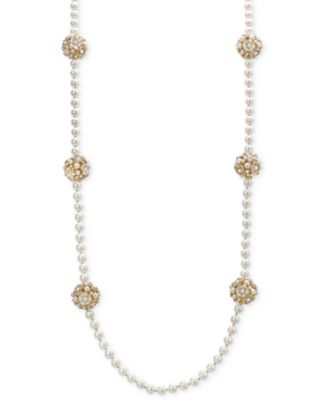 Charter Club - Gold-Tone Long Beaded Necklace, 42" + 2" extender