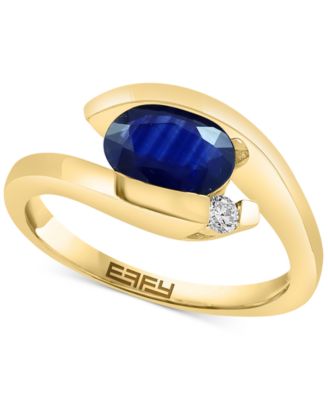 EFFY Collection - Sapphire (1-3/8 ct. t.w.) & Diamond (1/20 ct. t.w.) Statement Ring in 14k Gold