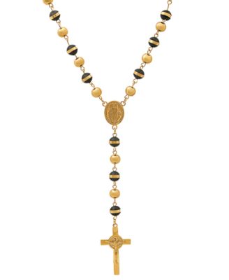 STEELTIME - Men's 18k Gold-Plated Stainless Steel Prayer Rosary 28" Lariat Necklace