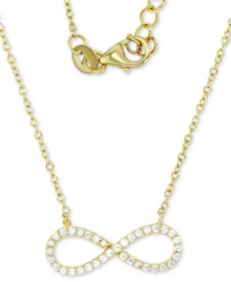 Macy's - Cubic Zirconia Infinity Pendant Necklace in 14k Gold-Plated Sterling Silver, 16" + 2" extender