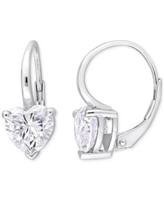 Macy's - Moissanite Heart Shape Leverback Earrings (3 ct. t.w.) in Sterling Silver
