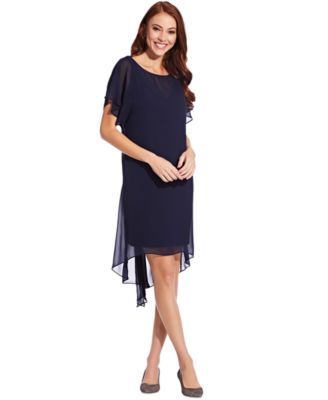 Adrianna Papell - Chiffon-Overlay A-line Dress