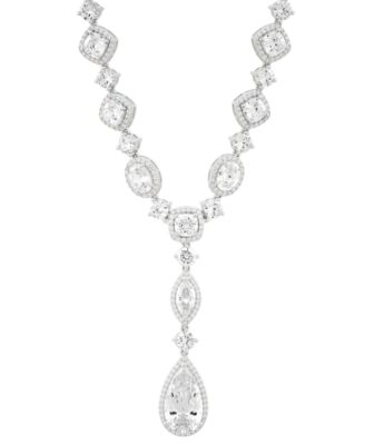 Arabella - Cubic Zirconia Mixed Cut 18" Statement Necklace in Sterling Silver