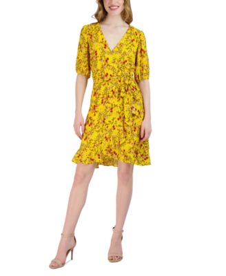 julia jordan - Women's Printed Faux-Wrap Tie-Waist Dress