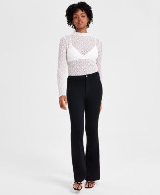 Bar III - Women's Flare-Leg Pont&eacute;-Knit Pants