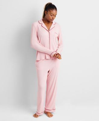 State of Day - Women's 2-Pc. Ribbed Notched-Collar Pajamas Set