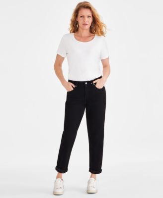 Style & Co - Petite Mid-Rise Cuffed Girlfriend Jeans