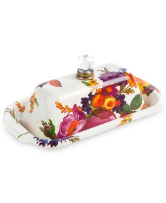 MacKenzie-Childs - White Flower Market Enameled Steel Butter Box