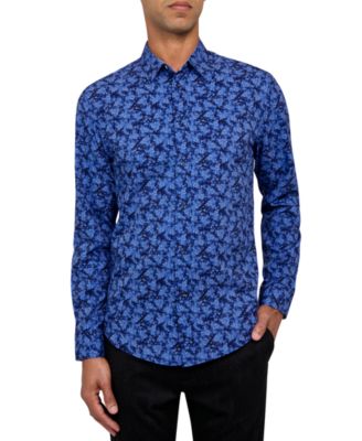 Brooklyn Brigade - Men's Non-Iron Performance Stretch Moisture-Wicking Abstract Floral Button-Down Shirt