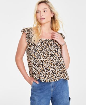On 34th - Women's Printed Ruffle-Strap Swingy Tank