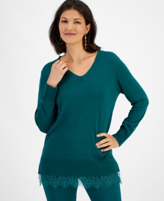 I.N.C. International Concepts - Women's Lace-Trim Tunic Sweater