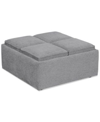 Furniture - Nycolle Fabric Ottoman with Reversible Trays