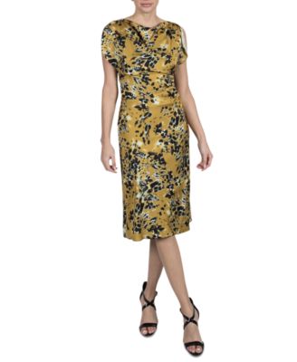 julia jordan - Women's Printed Cowl-Neck Short-Sleeve Satin Dress