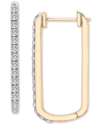 Wrapped in Love - Diamond Open Rectangle Small Hoop Earrings (1/2 ct. t.w.) in 14k Gold