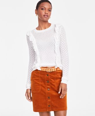 On 34th - Women's Pointelle Ruffle-Trim Sweater