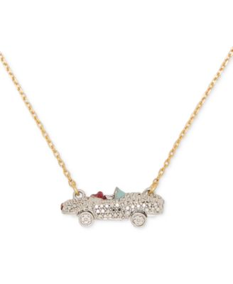 kate spade new york - Two-Tone Pav&eacute; Car Mini Pendant Necklace, 16" + 3" extender