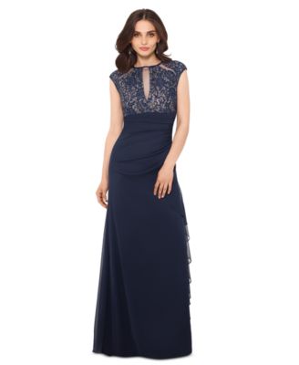 B&A By Betsy and Adam - Petite Cut-Out Lace Combo Gown
