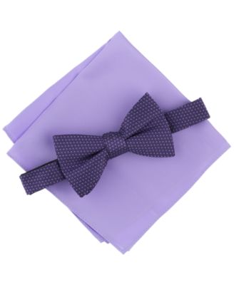 Alfani - Men's Bellair Geo-Pattern Bow Tie & Solid Pocket Square Set